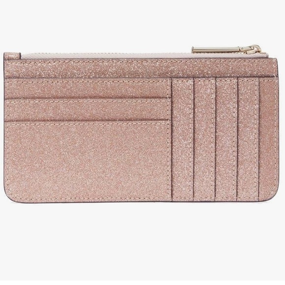 Kate Spade Wallet Large Slim Card Holder Glitter in Rose Gold - Picture 2 of 8